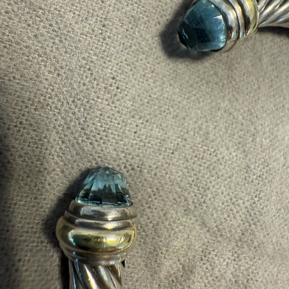 David Yurman Steling Silver Bracelet with Blue Stones - Picture 9 of 10